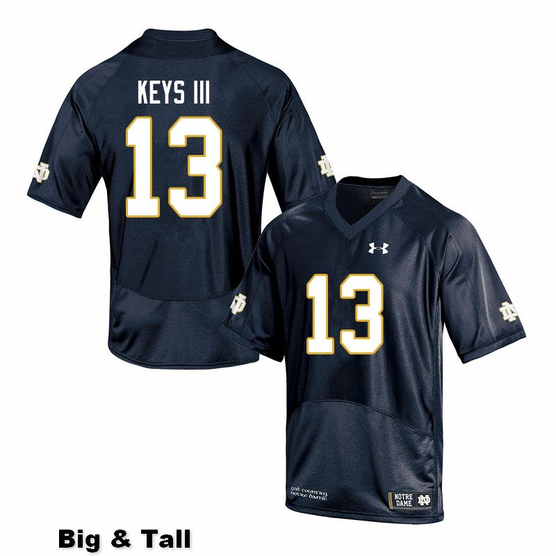 Men's NCAA Notre Dame Fighting Irish #13 Lawrence Keys III Stitched College Under Armour Authentic Navy Big & Tall Football Jersey KP10F74NT